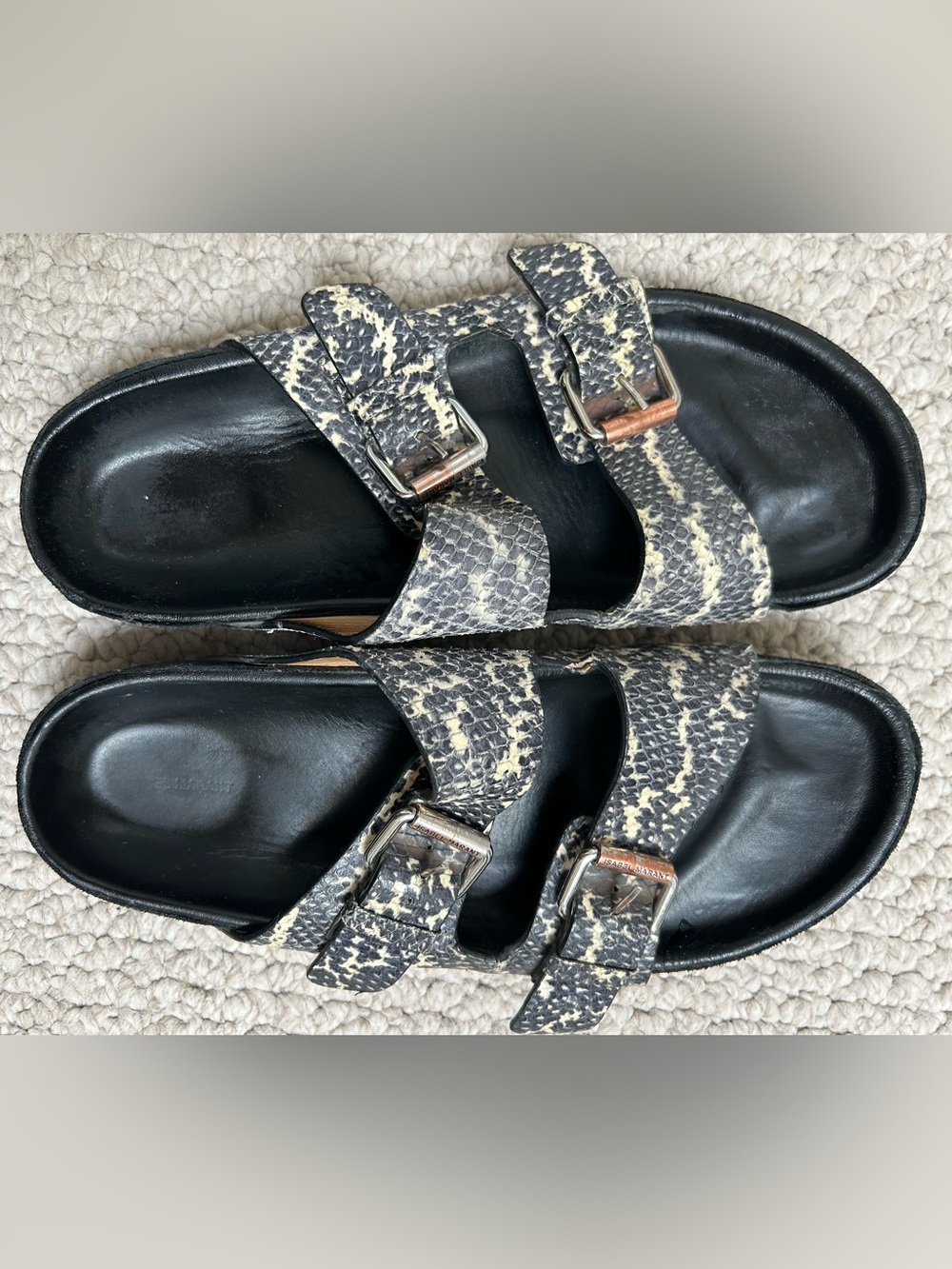 Isabel Marant Lennyo Slides in charcoal snakeskin - Picture 4 of 6